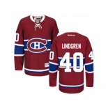 Men's Reebok Montreal Canadiens #40 Charlie Lindgren Authentic Red Home NHL Jersey