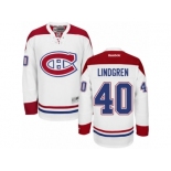 Men's Reebok Montreal Canadiens #40 Charlie Lindgren Authentic White Away NHL Jersey