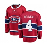 Montreal Canadiens #4 Jean Beliveau Authentic Red Home Fanatics Branded Breakaway NHL Jersey