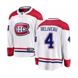 Montreal Canadiens #4 Jean Beliveau Authentic White Away Fanatics Branded Breakaway NHL Jersey