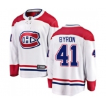 Montreal Canadiens #41 Paul Byron Authentic White Away Fanatics Branded Breakaway NHL Jersey