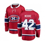 Montreal Canadiens #42 Dominic Moore Authentic Red Home Fanatics Branded Breakaway NHL Jersey