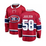 Montreal Canadiens #58 Noah Juulsen Authentic Red Home Fanatics Branded Breakaway NHL Jersey