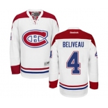 Reebok Montreal Canadiens #4 Jean Beliveau Authentic White Away NHL Jersey