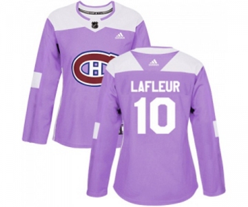 Women Adidas Montreal Canadiens #10 Guy Lafleur Authentic Purple Fights Cancer Practice NHL Jersey