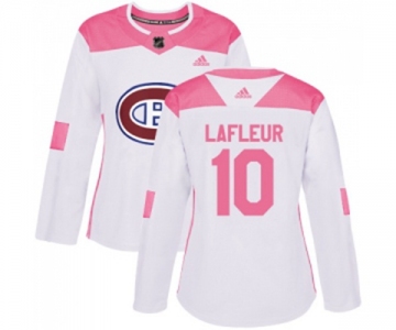 Women Adidas Montreal Canadiens #10 Guy Lafleur Authentic White Pink Fashion NHL Jersey