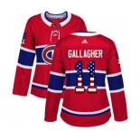 Women Adidas Montreal Canadiens #11 Brendan Gallagher Authentic Red USA Flag Fashion NHL Jersey