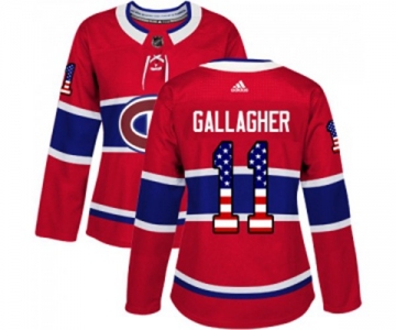 Women Adidas Montreal Canadiens #11 Brendan Gallagher Authentic Red USA Flag Fashion NHL Jersey