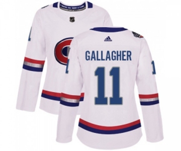 Women Adidas Montreal Canadiens #11 Brendan Gallagher Authentic White 2017 100 Classic NHL Jersey