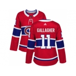 Women Adidas Montreal Canadiens #11 Brendan Gallagher Red Home Authentic Stitched NHL Jersey