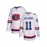 Women Adidas Montreal Canadiens #11 Brendan Gallagher White Authentic 2017 100 Classic Stitched NHL Jersey