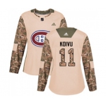 Women Adidas Montreal Canadiens #11 Saku Koivu Authentic Camo Veterans Day Practice NHL Jersey