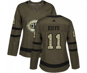 Women Adidas Montreal Canadiens #11 Saku Koivu Authentic Green Salute to Service NHL Jersey