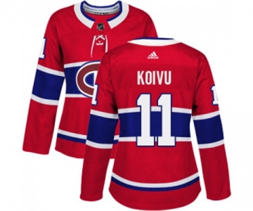 Women Adidas Montreal Canadiens #11 Saku Koivu Authentic Red Home NHL Jersey