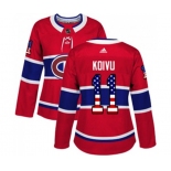 Women Adidas Montreal Canadiens #11 Saku Koivu Authentic Red USA Flag Fashion NHL Jersey