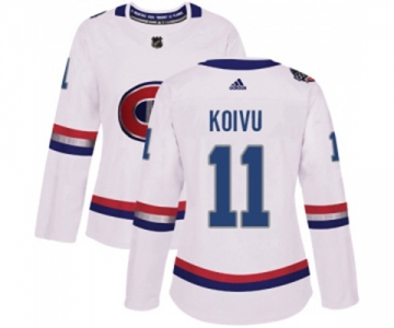 Women Adidas Montreal Canadiens #11 Saku Koivu Authentic White 2017 100 Classic NHL Jersey