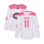 Women Adidas Montreal Canadiens #11 Saku Koivu Authentic White Pink Fashion NHL Jersey