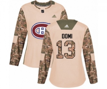 Women Adidas Montreal Canadiens #13 Max Domi Authentic Camo Veterans Day Practice NHL Jersey