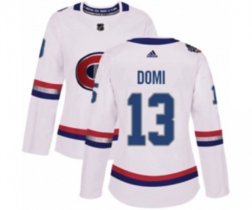 Women Adidas Montreal Canadiens #13 Max Domi Authentic White 2017 100 Classic NHL Jersey