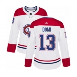 Women Adidas Montreal Canadiens #13 Max Domi Authentic White Away NHL Jersey