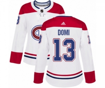 Women Adidas Montreal Canadiens #13 Max Domi Authentic White Away NHL Jersey