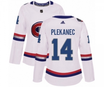 Women Adidas Montreal Canadiens #14 Tomas Plekanec Authentic White 2017 100 Classic NHL Jersey