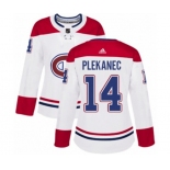 Women Adidas Montreal Canadiens #14 Tomas Plekanec Authentic White Away NHL Jersey