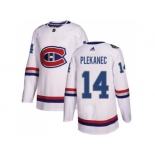 Women Adidas Montreal Canadiens #14 Tomas Plekanec White Authentic 2017 100 Classic Stitched NHL Jersey