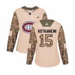 Women Adidas Montreal Canadiens #15 Jesperi Kotkaniemi Authentic Camo Veterans Day Practice NHL Jersey