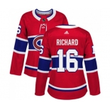 Women Adidas Montreal Canadiens #16 Henri Richard Authentic Red Home NHL Jersey