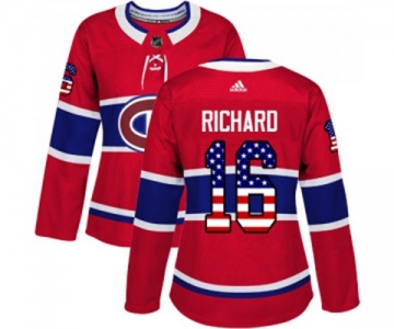 Women Adidas Montreal Canadiens #16 Henri Richard Authentic Red USA Flag Fashion NHL Jersey