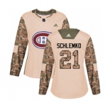 Women Adidas Montreal Canadiens #21 David Schlemko Authentic Camo Veterans Day Practice NHL Jersey