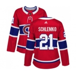 Women Adidas Montreal Canadiens #21 David Schlemko Authentic Red Home NHL Jersey