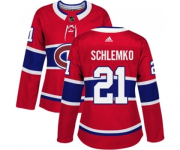 Women Adidas Montreal Canadiens #21 David Schlemko Authentic Red Home NHL Jersey