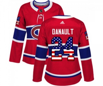 Women Adidas Montreal Canadiens #24 Phillip Danault Authentic Red USA Flag Fashion NHL Jersey