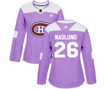 Women Adidas Montreal Canadiens #26 Mats Naslund Authentic Purple Fights Cancer Practice NHL Jersey