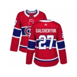 Women Adidas Montreal Canadiens #27 Alex Galchenyuk Red Home Authentic Stitched NHL Jersey