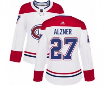 Women Adidas Montreal Canadiens #27 Karl Alzner Authentic White Away NHL Jersey