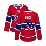 Women Adidas Montreal Canadiens #31 Carey Price Authentic Red USA Flag Fashion NHL Jersey