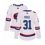 Women Adidas Montreal Canadiens #31 Carey Price Authentic White 2017 100 Classic NHL Jersey