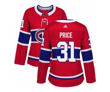 Women Adidas Montreal Canadiens #31 Carey Price Red Home Authentic Stitched NHL Jersey