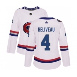 Women Adidas Montreal Canadiens #4 Jean Beliveau Authentic White 2017 100 Classic NHL Jersey