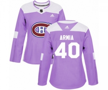 Women Adidas Montreal Canadiens #40 Joel Armia Authentic Purple Fights Cancer Practice NHL Jersey