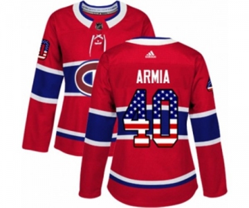 Women Adidas Montreal Canadiens #40 Joel Armia Authentic Red USA Flag Fashion NHL Jersey