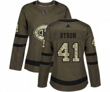 Women Adidas Montreal Canadiens #41 Paul Byron Authentic Green Salute to Service NHL Jersey