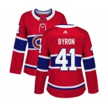 Women Adidas Montreal Canadiens #41 Paul Byron Authentic Red Home NHL Jersey