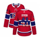 Women Adidas Montreal Canadiens #41 Paul Byron Authentic Red USA Flag Fashion NHL Jersey