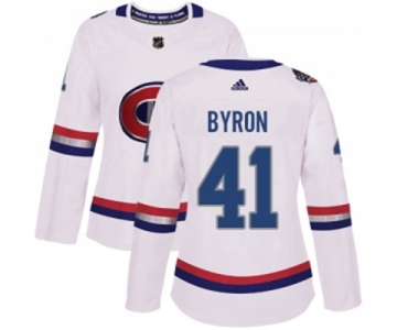 Women Adidas Montreal Canadiens #41 Paul Byron Authentic White 2017 100 Classic NHL Jersey