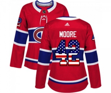 Women Adidas Montreal Canadiens #42 Dominic Moore Authentic Red USA Flag Fashion NHL Jersey