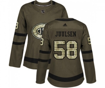 Women Adidas Montreal Canadiens #58 Noah Juulsen Authentic Green Salute to Service NHL Jersey